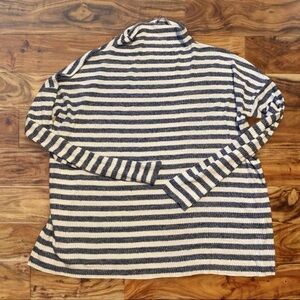 Lucky Brand Navy and Cream Striped Knit Top